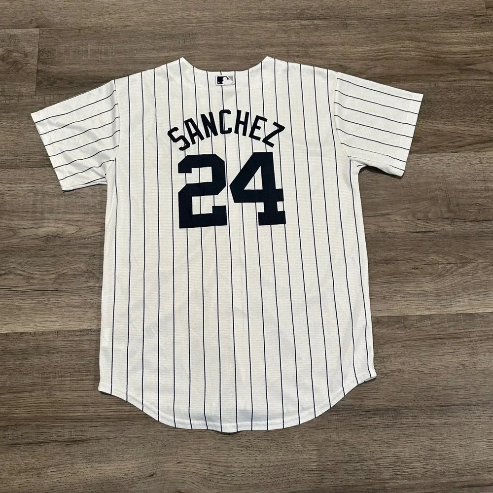 New York Yankees Gary Sanchez #24 Youth Jersey Large 14/16 Pinstripe Baseball